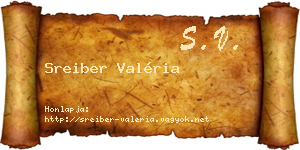 Sreiber Valéria névjegykártya